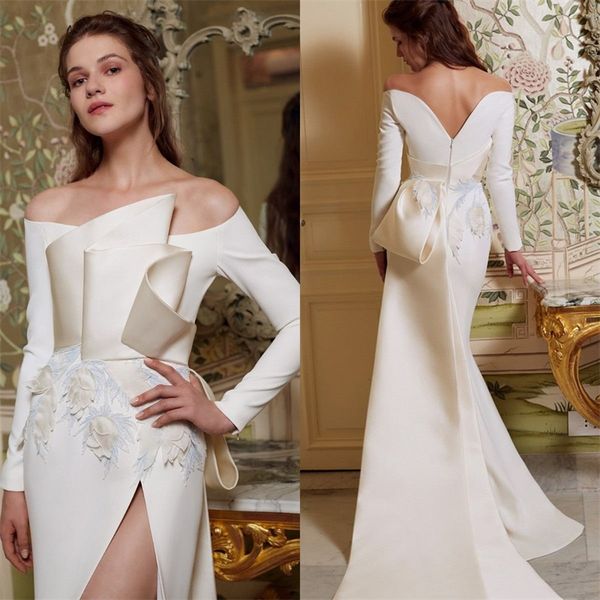 chic long sleeves prom dresses ruffles satin evening dress side split appliqued lace formal mermaid pageant dress custom made sweep train, Black
chic long sleeves prom dresses ruffles satin evening dress side split appliqued lace formal mermaid pageant dress custom made sweep train, Black