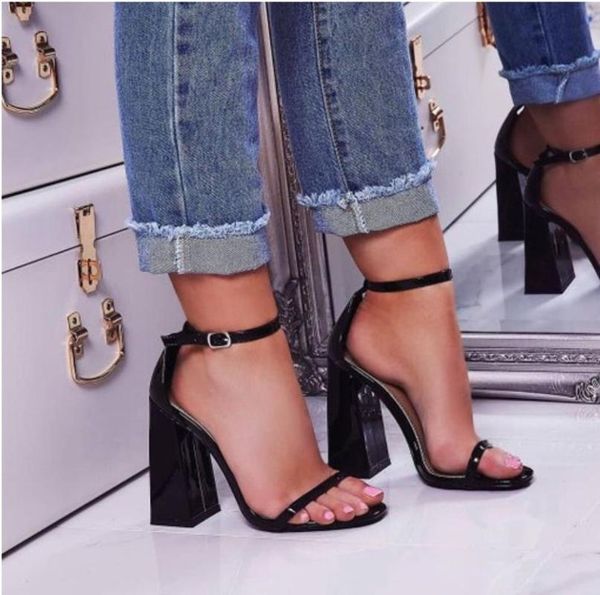 2020 summer new fashion european and american fluorescent color simple high-heeled thick heel sandals women, Black
2020 summer new fashion european and american fluorescent color simple high-heeled thick heel sandals women, Black