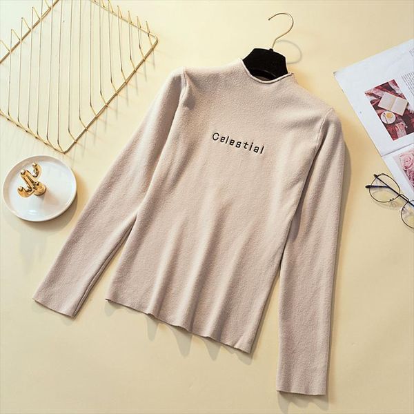 womens sweaters winter autumn knitted pullovers loose letter embroidery turtleneck bottoming simple sweater woman pl097, White;black
womens sweaters winter autumn knitted pullovers loose letter embroidery turtleneck bottoming simple sweater woman pl097, White;black