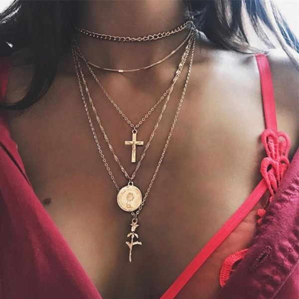 chains limario 5 pcs/set women punk rose flower heart cross portrait pendant multilayer clavicle chain beach necklaces jewelry gifts1, Silver
chains limario 5 pcs/set women punk rose flower heart cross portrait pendant multilayer clavicle chain beach necklaces jewelry gifts1, Silver