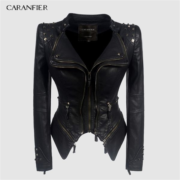 caranfier women pu winter autumn black motorcycle jacket outerwear gothic faux leather coat chaqueta y201012, Black;brown
caranfier women pu winter autumn black motorcycle jacket outerwear gothic faux leather coat chaqueta y201012, Black;brown