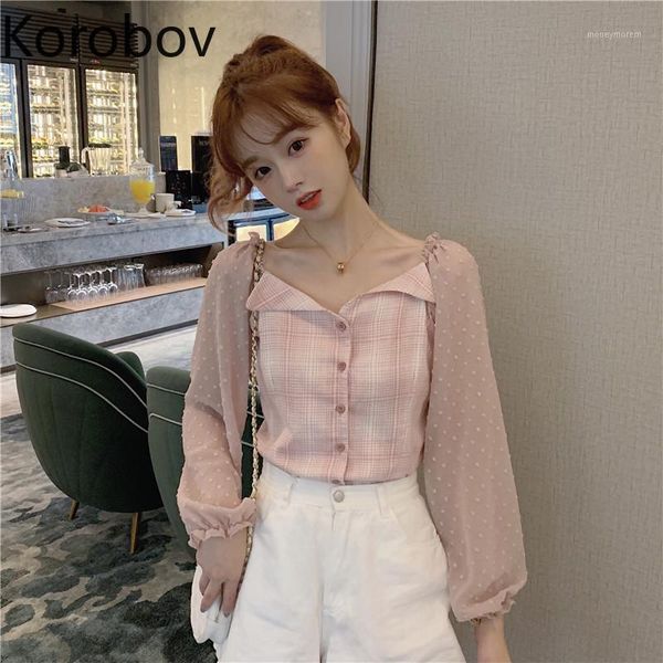 women's blouses & shirts korobov slash neck off shoulder short blouse women plaid patchwork dot blusas pullover long sleeve korean eleg, White
women's blouses & shirts korobov slash neck off shoulder short blouse women plaid patchwork dot blusas pullover long sleeve korean eleg, White