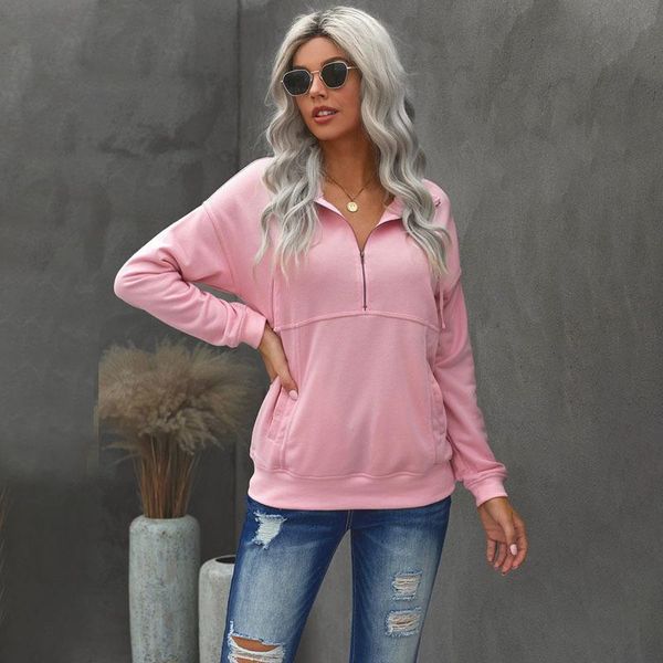 women's hoodies & sweatshirts fashion women hoodie long-sleeved solid color arrival loose chest zipper lapel pullover lady sweatshirt, Black
women's hoodies & sweatshirts fashion women hoodie long-sleeved solid color arrival loose chest zipper lapel pullover lady sweatshirt, Black