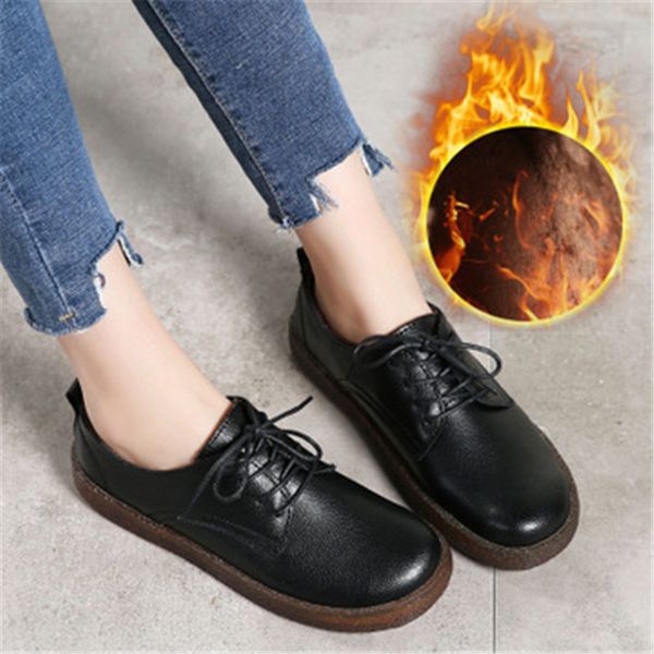 2021 new women genuine leather moccasins winter plush macio sole lace-up female students light shoes gmm3, Black
2021 new women genuine leather moccasins winter plush macio sole lace-up female students light shoes gmm3, Black