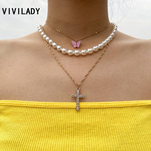 chokers vivilady boho handmade imitation pearl cute pink butterfly cross pendant multilayer women choker necklace for fridal jewelry, Golden;silver
chokers vivilady boho handmade imitation pearl cute pink butterfly cross pendant multilayer women choker necklace for fridal jewelry, Golden;silver
