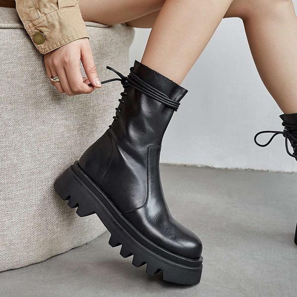 boots winter shoes women's motorcycle genuine leather lace up round toe female mid-calf femme, Black
boots winter shoes women's motorcycle genuine leather lace up round toe female mid-calf femme, Black