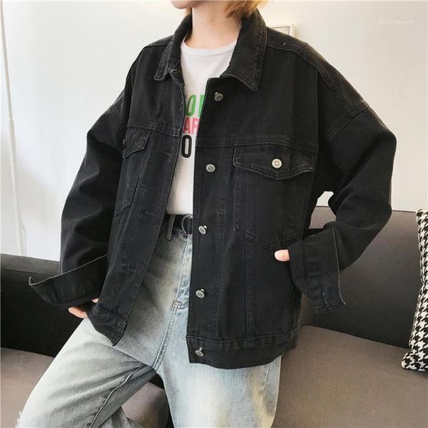 women's jackets women denim jacket loose long sleeve jeans coat retro cowboy casual ladies black veste en jean #2b20#n1, Black;brown
women's jackets women denim jacket loose long sleeve jeans coat retro cowboy casual ladies black veste en jean #2b20#n1, Black;brown