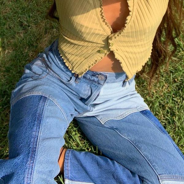 woman patchwork stright jeans middle waist denim streetwear vintage quality 2021 fashion spring straight trousers pants, Blue
woman patchwork stright jeans middle waist denim streetwear vintage quality 2021 fashion spring straight trousers pants, Blue