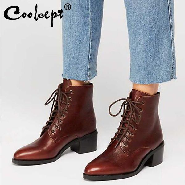 boots coolcept women ankle square heel lace up winter shoes fashion short woman ladies footwear size 34-43, Black
boots coolcept women ankle square heel lace up winter shoes fashion short woman ladies footwear size 34-43, Black