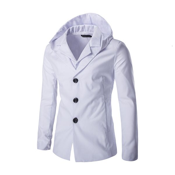 autumn and winter new men's fashion single-breasted pure color hooded fake two-piece suit in the slits, White;black
autumn and winter new men's fashion single-breasted pure color hooded fake two-piece suit in the slits, White;black