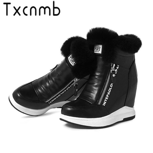 txcnmb winter boots women genuine leather ankle boots zipper casual snow round toe platforms party shoes woman, Black
txcnmb winter boots women genuine leather ankle boots zipper casual snow round toe platforms party shoes woman, Black