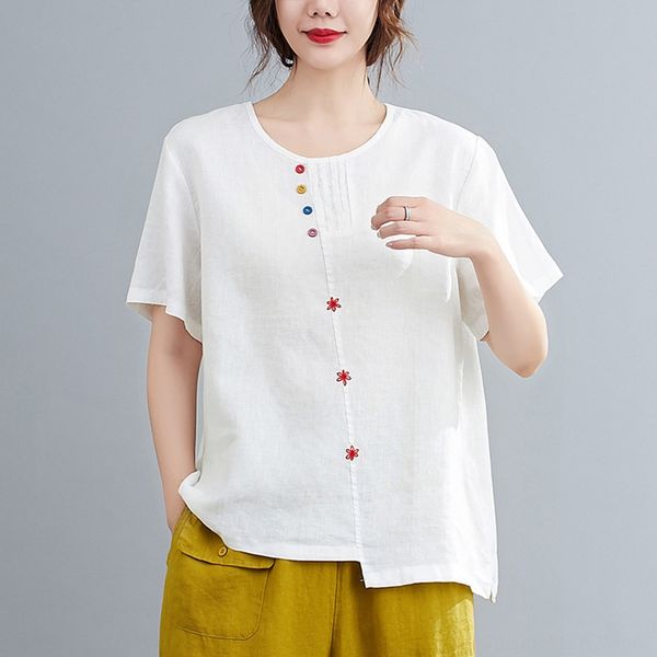literature art loose embroidery round neck short sleeve t-shirt women's irregular 2020 cotton and linen embroidered cotton and linen, White
literature art loose embroidery round neck short sleeve t-shirt women's irregular 2020 cotton and linen embroidered cotton and linen, White