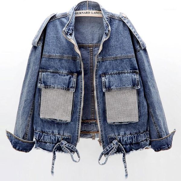 2020 autumn new fashion heavy work drilling denim jacket women loose short jeans coat1, Black;brown
2020 autumn new fashion heavy work drilling denim jacket women loose short jeans coat1, Black;brown