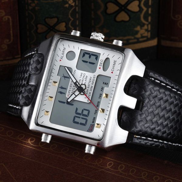 ohsen sports men dual display quartz wristwatches leather men's watches relogio masculino reloj hombre, Slivery;black
ohsen sports men dual display quartz wristwatches leather men's watches relogio masculino reloj hombre, Slivery;black