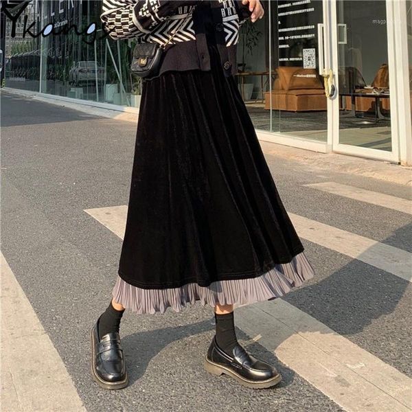winter vintage stitching velvet pleated women skirt autumn harajuku high waist black long skirts 2020 student casual party skirt1
winter vintage stitching velvet pleated women skirt autumn harajuku high waist black long skirts 2020 student casual party skirt1