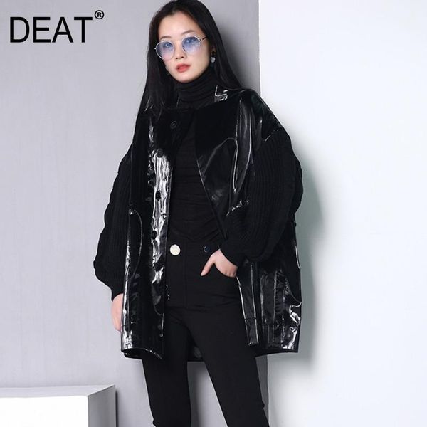 deat large size oversize pu leather jackets for women autumn new patchwork knits lantern sleeves drawstring clothes wb678011, Black
deat large size oversize pu leather jackets for women autumn new patchwork knits lantern sleeves drawstring clothes wb678011, Black