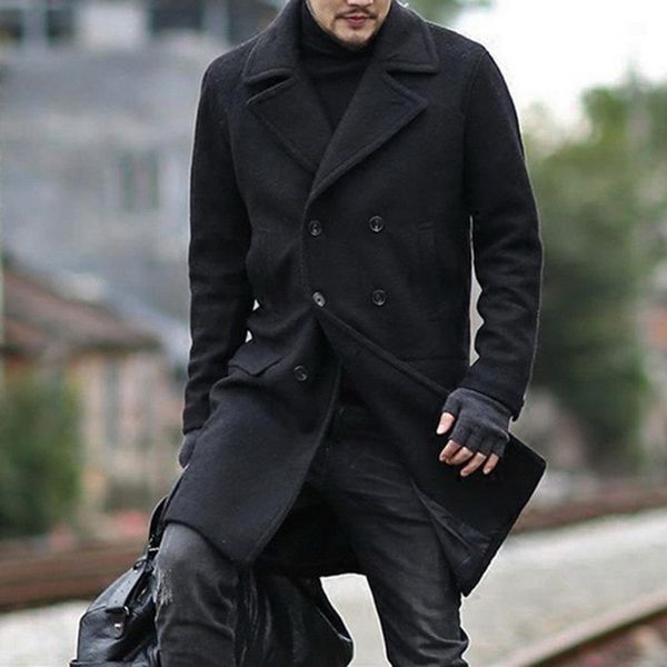 men vintage coat woolen overcoat autumn winter clothes abrigo hombre men loose windbreaker jacket oversized long coat outerwear lj201106, Black
men vintage coat woolen overcoat autumn winter clothes abrigo hombre men loose windbreaker jacket oversized long coat outerwear lj201106, Black