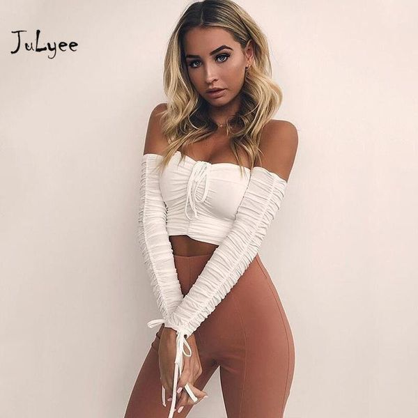 julyee women's t-shirts solid slash neck off shoulder patchwork long sleeve lace up pleats slim short t shirt1, White
julyee women's t-shirts solid slash neck off shoulder patchwork long sleeve lace up pleats slim short t shirt1, White
