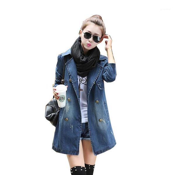 wholesale- 2017 new women denim trench coat fashion double breasted jeans long plus size 5xl caual outwear coats s3331, Tan;black
wholesale- 2017 new women denim trench coat fashion double breasted jeans long plus size 5xl caual outwear coats s3331, Tan;black