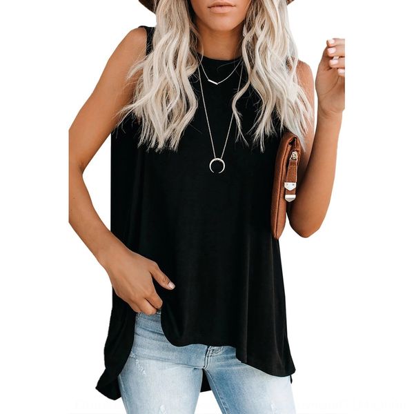 2020 medium length solid bottom vest t-shirt for women's european round neck sleeveless irregular pullover pullover pullovervest pullov, White
2020 medium length solid bottom vest t-shirt for women's european round neck sleeveless irregular pullover pullover pullovervest pullov, White