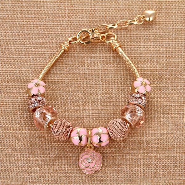 charm bracelets 2021 flower pendant pink beads rose golden bracelet cute elegant charms pan & bangles for women/girl gift, Golden;silver
charm bracelets 2021 flower pendant pink beads rose golden bracelet cute elegant charms pan & bangles for women/girl gift, Golden;silver