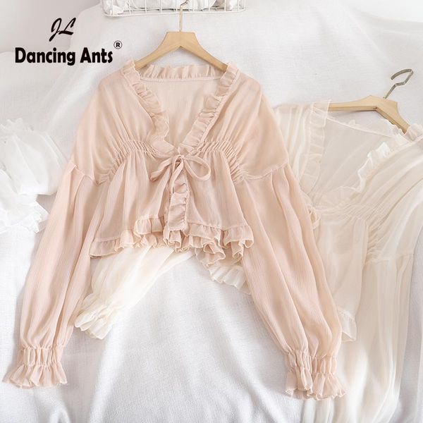women solid shirts v-neck long butterfly sleeve lace up blouses coat ruffles summer casual woman french fashion thin clothing, White
women solid shirts v-neck long butterfly sleeve lace up blouses coat ruffles summer casual woman french fashion thin clothing, White