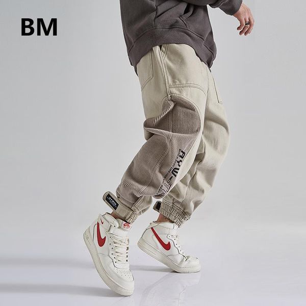 men's pants corduroy patchwork casual hip hop cargo trousers men clothing streetwear korean joggers fashion sweatpants male, Black
men's pants corduroy patchwork casual hip hop cargo trousers men clothing streetwear korean joggers fashion sweatpants male, Black