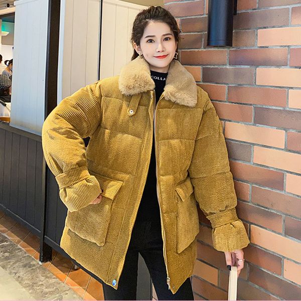 2020 new corduroy down jacket ladies college wind big pocket warm cotton overcoat solid color zipper feminine coat f45, Black
2020 new corduroy down jacket ladies college wind big pocket warm cotton overcoat solid color zipper feminine coat f45, Black