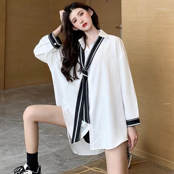 solid white neck tie black chiffon blouse streetwear loose long sleeve shirt korean button outfit plus oversized spring tee1
solid white neck tie black chiffon blouse streetwear loose long sleeve shirt korean button outfit plus oversized spring tee1