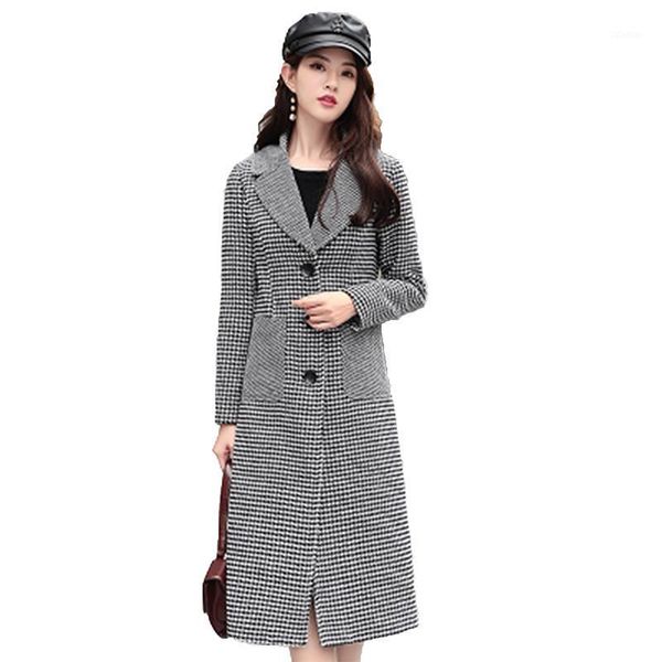 women's wool & blends 2021 autumn winter women's plaid long coat european female single breasted suit collar slim vinatge woolen f, Black
women's wool & blends 2021 autumn winter women's plaid long coat european female single breasted suit collar slim vinatge woolen f, Black
