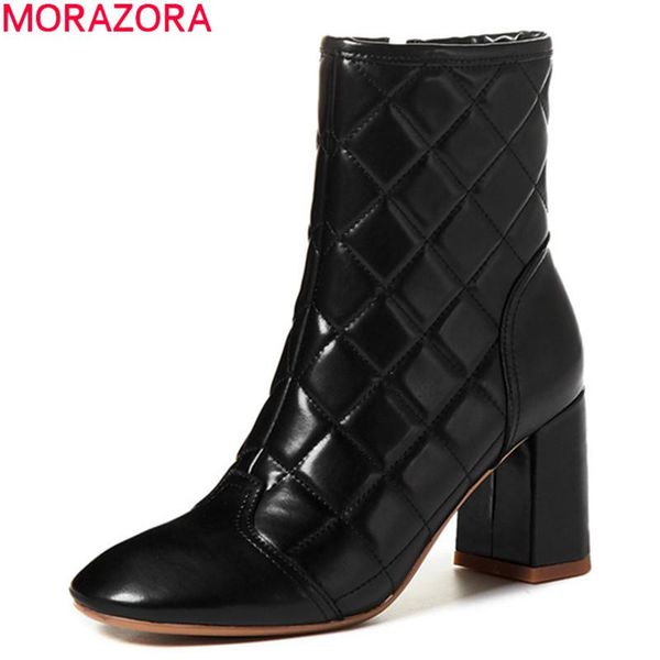 boots morazora 2021 arrival fashion ankle genuine leather thick high heels square toe solid color women, Black
boots morazora 2021 arrival fashion ankle genuine leather thick high heels square toe solid color women, Black