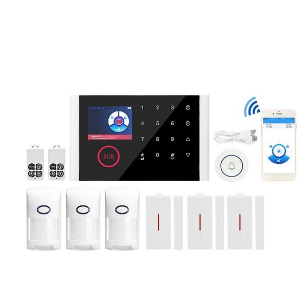 gsm sms wifi smart home house office security burglar alarm systems kit(set 3