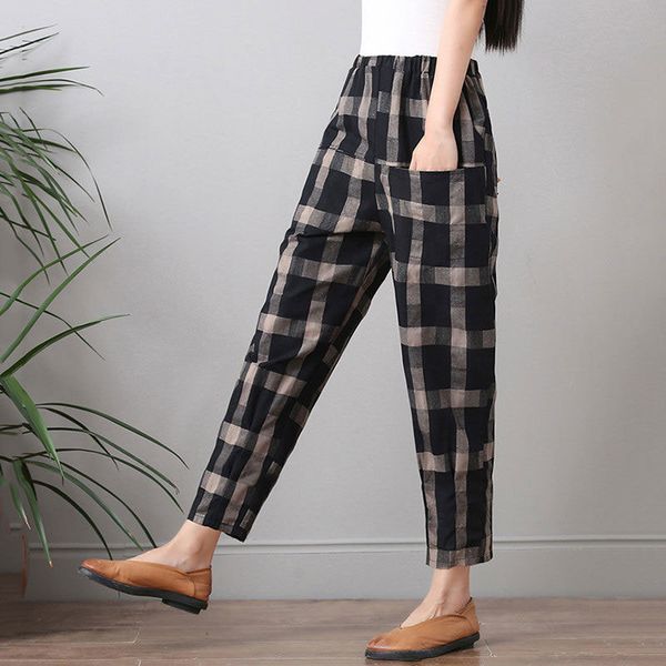 spring summer new fashion women harem pants elastic waist loose casual plaid cotton ankle-length pants ladies trousers lj201130, Black;white
spring summer new fashion women harem pants elastic waist loose casual plaid cotton ankle-length pants ladies trousers lj201130, Black;white