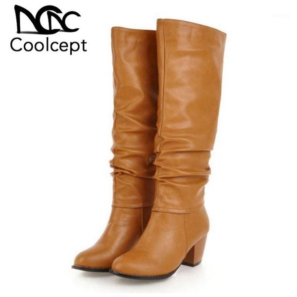 boots coolcept women pu leather round toe knee high chunky heels slip on long quality work shoes woman size 34-431, Black
boots coolcept women pu leather round toe knee high chunky heels slip on long quality work shoes woman size 34-431, Black