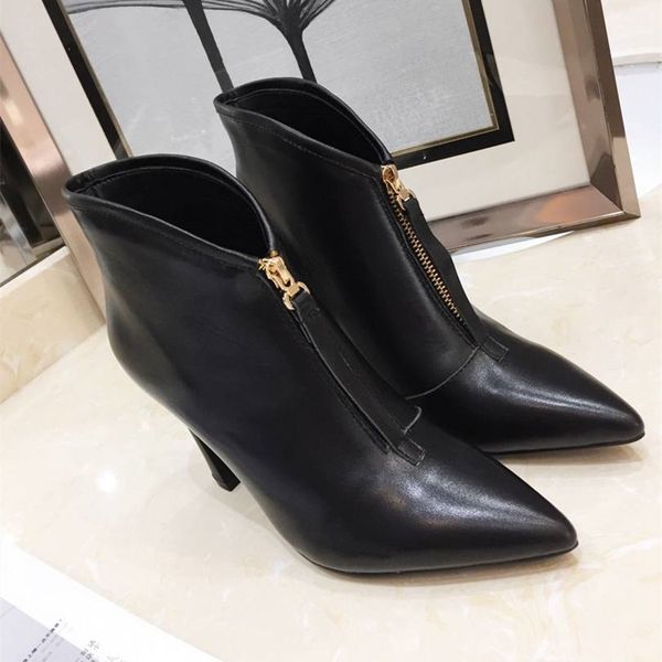 boots winter comfortable pointed toe pure color ankle zipper thin heel fashionable prom women shoes, Black
boots winter comfortable pointed toe pure color ankle zipper thin heel fashionable prom women shoes, Black