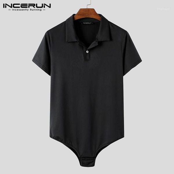 men's casual shirts incerun fashion men shirt bodysuit short sleeve solid lapel fitness rompers chic streetwear camisas s-5xl1, White;black
men's casual shirts incerun fashion men shirt bodysuit short sleeve solid lapel fitness rompers chic streetwear camisas s-5xl1, White;black