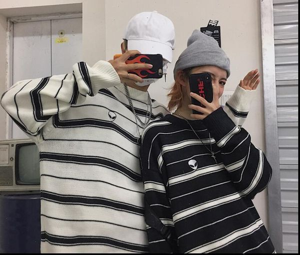 women sweater autumn and winter korean striped bf wind loose long sleeved knit sweater drop shipping high quality, White;black
women sweater autumn and winter korean striped bf wind loose long sleeved knit sweater drop shipping high quality, White;black