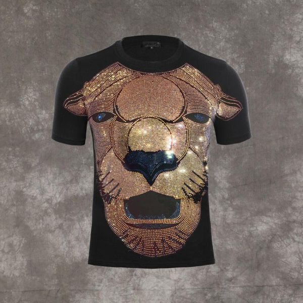 lion casual personality for sleeve t-shirt neck rhinestone summer designer brand shirt short men round qwpqa, Black
lion casual personality for sleeve t-shirt neck rhinestone summer designer brand shirt short men round qwpqa, Black
