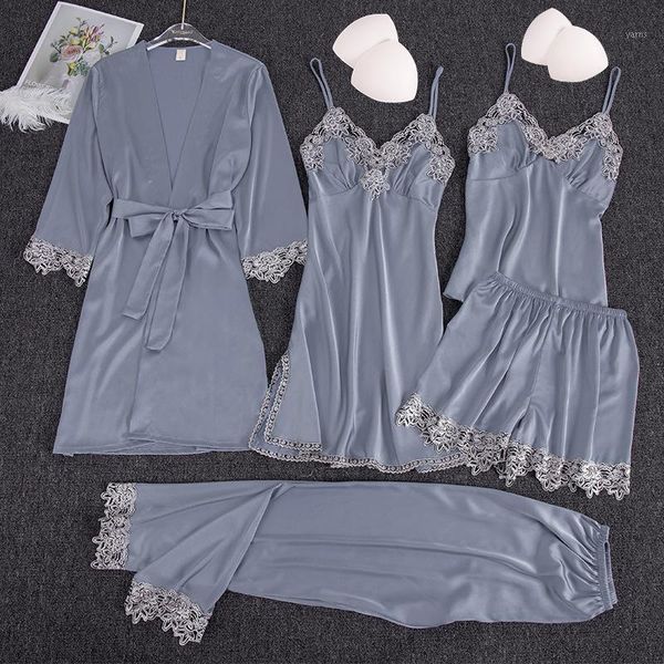 pajamas female summer pajamas five pieces set satin chiffon robe strap nightgown with chest pad home services1, Black;red
pajamas female summer pajamas five pieces set satin chiffon robe strap nightgown with chest pad home services1, Black;red