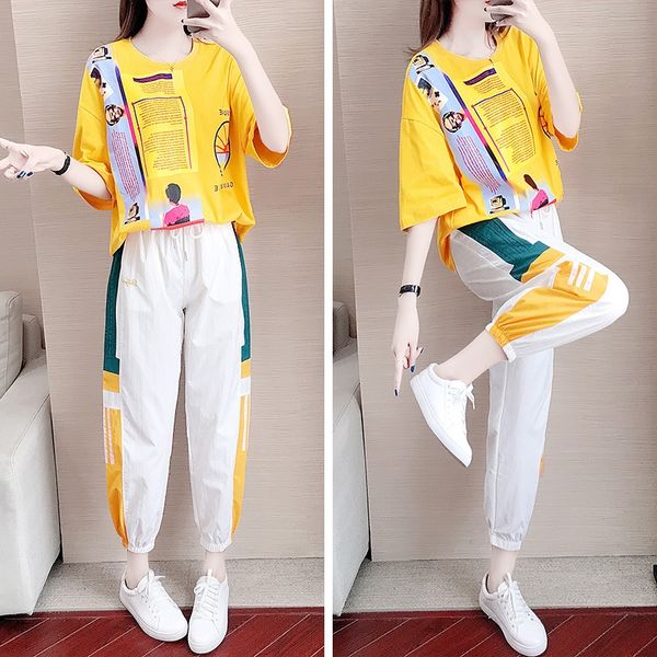 casual sports suit women's summer new fashion brand trousers and trousersfashion loose slimming short sleeve harlan trousers two-piece, Gray
casual sports suit women's summer new fashion brand trousers and trousersfashion loose slimming short sleeve harlan trousers two-piece, Gray