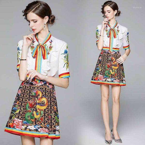 summer runway 2 piece womens sets vintage baroque print bow tie neck short sleeve shirt blouse mini skirt suits outfits1, White
summer runway 2 piece womens sets vintage baroque print bow tie neck short sleeve shirt blouse mini skirt suits outfits1, White