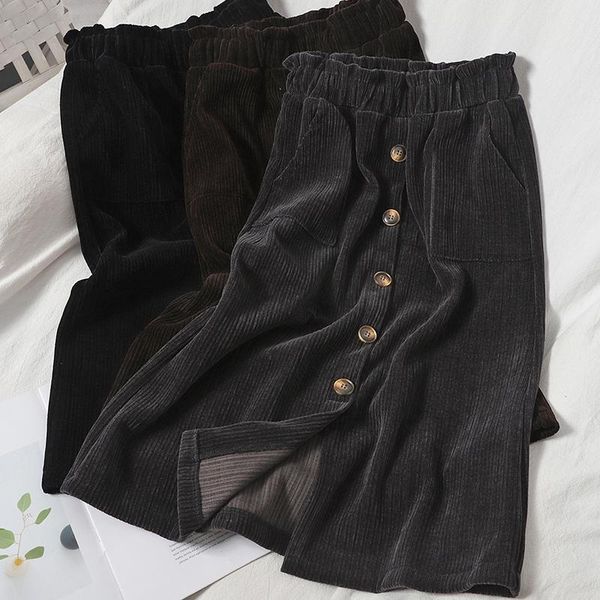 autumn and winter corduroy skirt all-match korean style high waist one-step skirt buttoned split hip womens 2020, Black
autumn and winter corduroy skirt all-match korean style high waist one-step skirt buttoned split hip womens 2020, Black