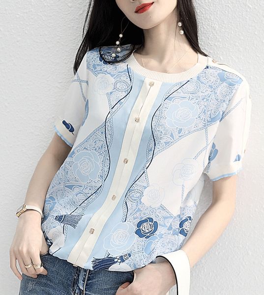 printed chiffon women's spring summer 2020 new style small shirt short sleeve button round shirtbutton shirtneck splicing t-shirt mw, White
printed chiffon women's spring summer 2020 new style small shirt short sleeve button round shirtbutton shirtneck splicing t-shirt mw, White