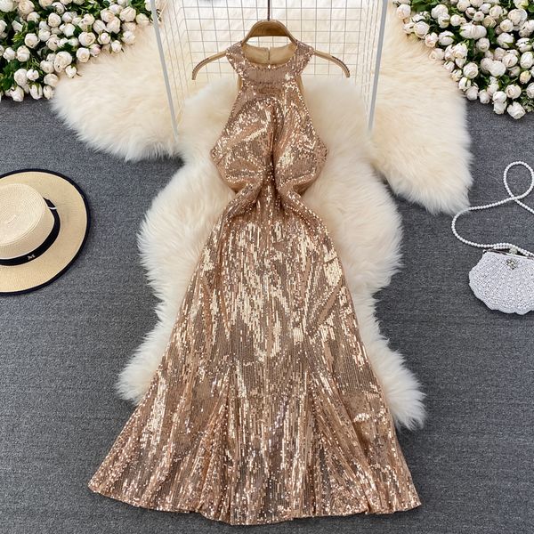 summer halter sequins party dress women elegant sleeveless high waist off shoulder midi vestidos female red/blue bing robe 2022, Black;gray
summer halter sequins party dress women elegant sleeveless high waist off shoulder midi vestidos female red/blue bing robe 2022, Black;gray