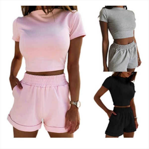 women 2pcs matching set 2020 summer casual solid o neck crop pockets loose shorts female tracksuit clothing 5 colors, Gray
women 2pcs matching set 2020 summer casual solid o neck crop pockets loose shorts female tracksuit clothing 5 colors, Gray