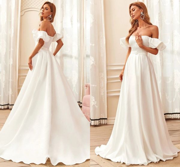 bridal gown plus size 2022 a-line satin wedding dresses off shoulder puff sleeve buckled belted vestidos de noiva, White
bridal gown plus size 2022 a-line satin wedding dresses off shoulder puff sleeve buckled belted vestidos de noiva, White