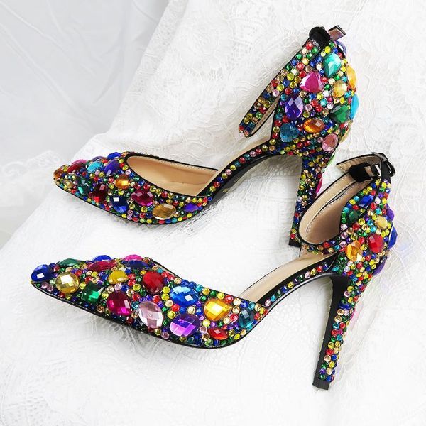 dress shoes women wedding ankle strap multicolored crystal high heels ladies paty pumps pointed toe1, Black
dress shoes women wedding ankle strap multicolored crystal high heels ladies paty pumps pointed toe1, Black