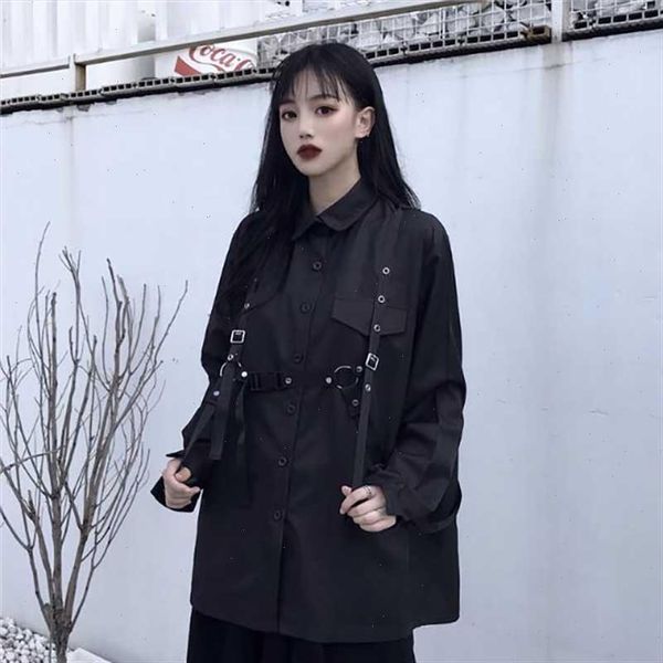 nicemix 2021 dark style black solid shirt female with sashes single breasted lapel blouse women loose casual new tide, White
nicemix 2021 dark style black solid shirt female with sashes single breasted lapel blouse women loose casual new tide, White