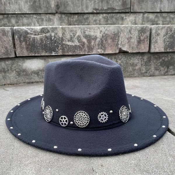 wide brim hats handmade steampunk wool women men's fedora hat acrylic gems jazz cap vintage panama sun top, Blue;gray
wide brim hats handmade steampunk wool women men's fedora hat acrylic gems jazz cap vintage panama sun top, Blue;gray
