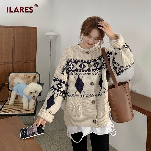 women's knits & tees ilares 2021 winter korean style fashion vintage christmas pattern computer knitting cardigan loose long sleeve swe, White
women's knits & tees ilares 2021 winter korean style fashion vintage christmas pattern computer knitting cardigan loose long sleeve swe, White